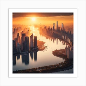 Sunrise Over Shanghai Art Print