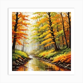 Forest In Autumn In Minimalist Style Square Composition 125 Art Print