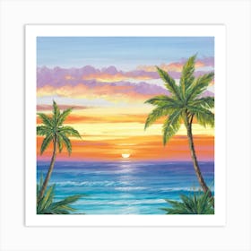 Sunset Palm Trees Art Print