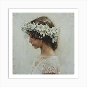 Girl With A Flower Crown 1 Art Print