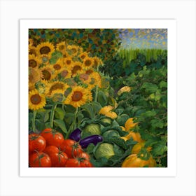 Sunflowers In The Garden 1 Art Print