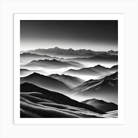 Black And White Mountain Landscape 14 Art Print