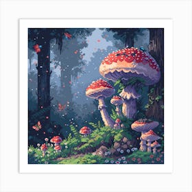 Mushrooms In The Forest 1 Art Print