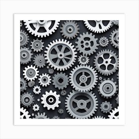 Gears Seamless Pattern 8 Art Print