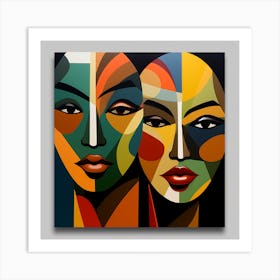 Two Women'S Faces 3 Art Print