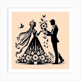 Silhouette of Couple Art Print