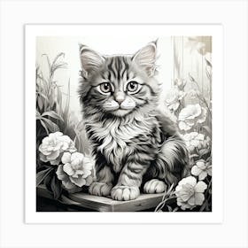 Kitten In The Window Art Print