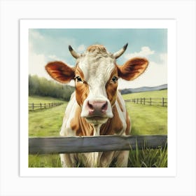 Cow On A Farm 1 Art Print