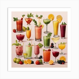 Default Nonalcoholic Cocktails And Smoothies Aesthetic 3 Art Print