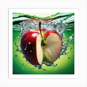 Apple Splashing Water Art Print