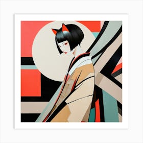 Japanese woman-cat 1 Art Print