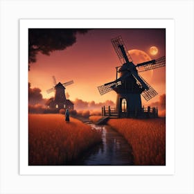 Windmills In The Countryside 1 Art Print