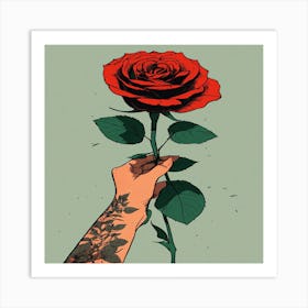 Tattooed Rose Art Print