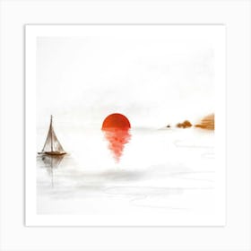 Sunset Sailboat Art Print