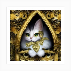 Cat In A Golden Cage Art Print