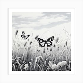 Butterflies In The Grass 3 Art Print