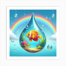 Fish In A Raindrop Floating In The Air 2 Art Print