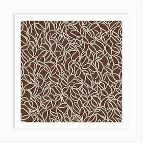 Brown Leaves, A Seamless Pattern, Flat Art,190 Art Print