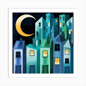 City Under the Moon Art Print