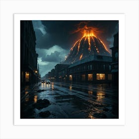 Default Apocalyptic Events On Earth Fire In Cities Ocean Waves 1 Art Print