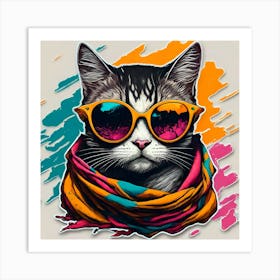 Cat In Sunglasses 4 Art Print