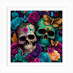 Day Of The Dead Skulls 5 Art Print