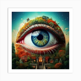 Firefly Surreal Building Sized Eye With Seasonal Layers 47442 Art Print