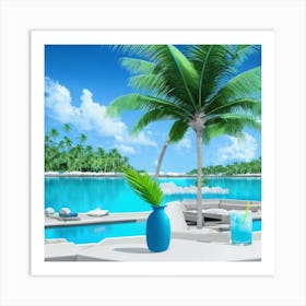 Tropical Beach Scene Art Print