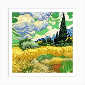 A Wheatfield With Cypresses, Vincent van Gogh 6 Art Print