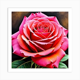 Pink Rose Painting Art Print