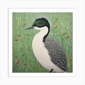 Ohara Koson Inspired Bird Painting Grebe 2 Square Art Print