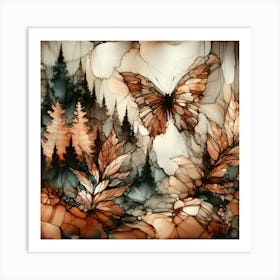 Butterfly Fluid Ink in Bronze Shades I Art Print