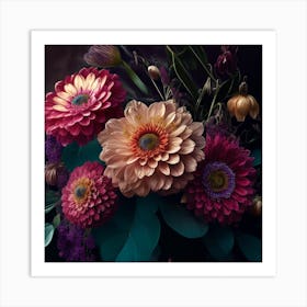 Flower Bouquet In A Vase Art Print