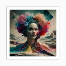 Woman With Colorful Hair 2 Art Print