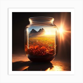 Glass Jar With Flowers Art Print