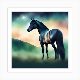 Horse In The Night Sky Art Print