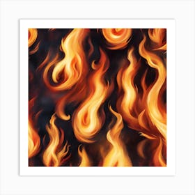 Fire Flames Seamless Pattern Art Print