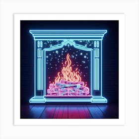 Neon Fireplace 5 Art Print