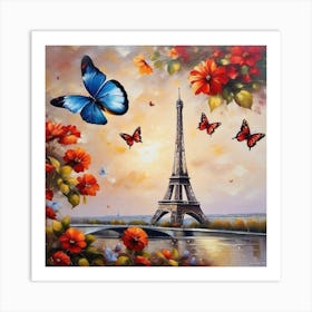 Paris With Butterflies 73 Art Print