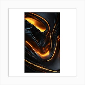 Abstract Black And Orange Art Print