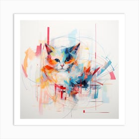 Abstract Cat Painting Art Print