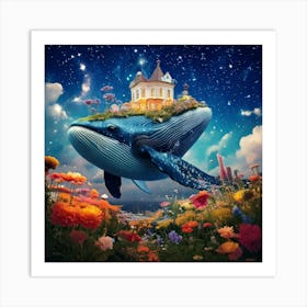 Firefly Colossal Whale, Floating, Sky, Stars, Constellations, Transforming, Flowers, Lush Garden, Ma (8) Art Print