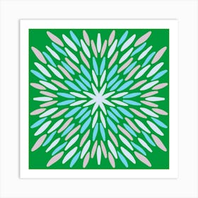 Petal Burst - green and blue Art Print