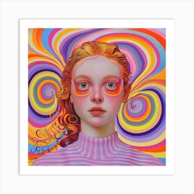 Girl With Psychedelic Eyes Art Print