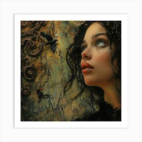 Woman With Black Hair Art Print