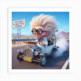 Cartoon Character Driving A Car 6 Art Print