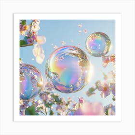 3D Crystal Bubbles Art Print