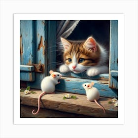 Kittens In The Window Art Print