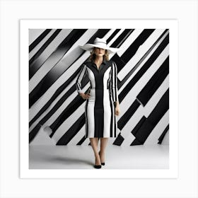 Woman In A Striped Dress Art Print