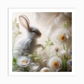 Rabbit In Flowers Art Print